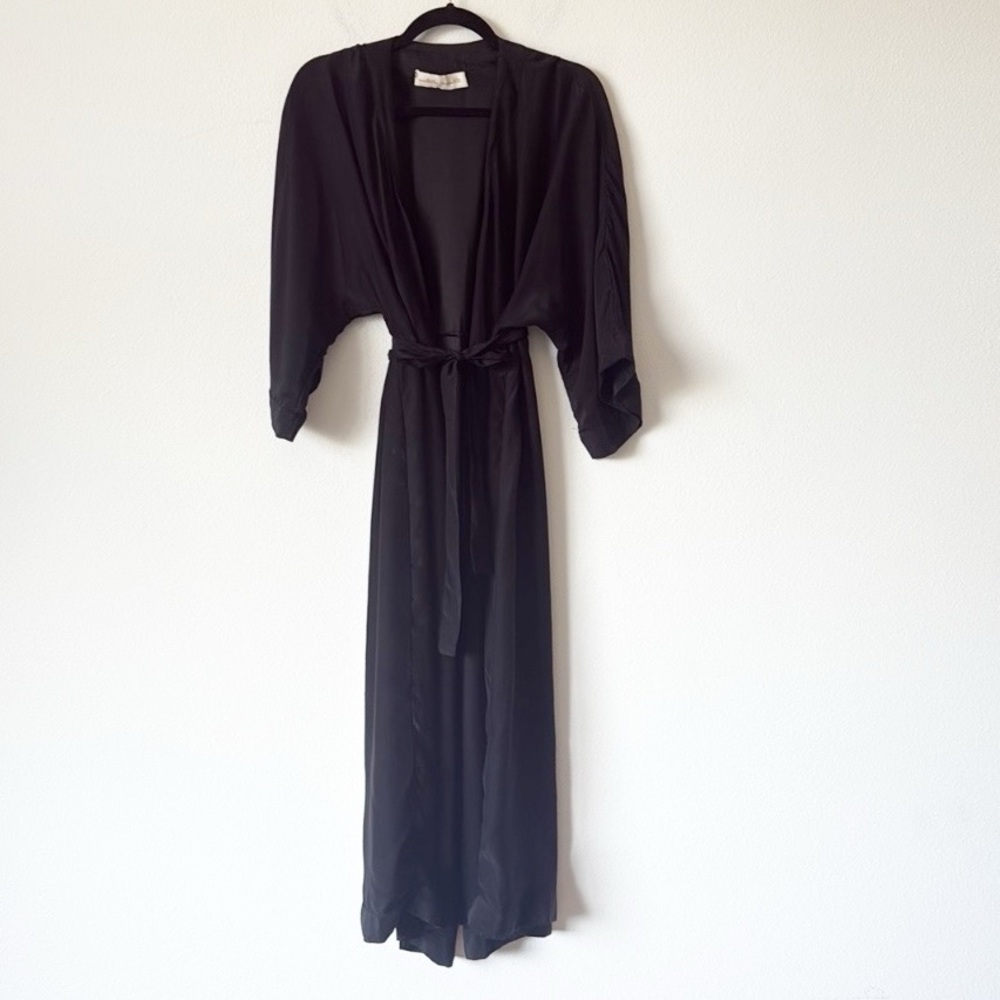 Natalie Martin Silk  Black Long Sleeve Robe - Picture 3 of 11